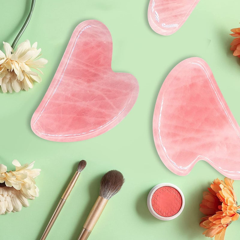 AOVIOANDY Gua Sha Massage Tool Rose Quartz Jade GuaSha Facial Tool, Gua-Sha Stone for Neck Body SPA Acupressure Scraping Massage Trigger Point Treatment - Image 3